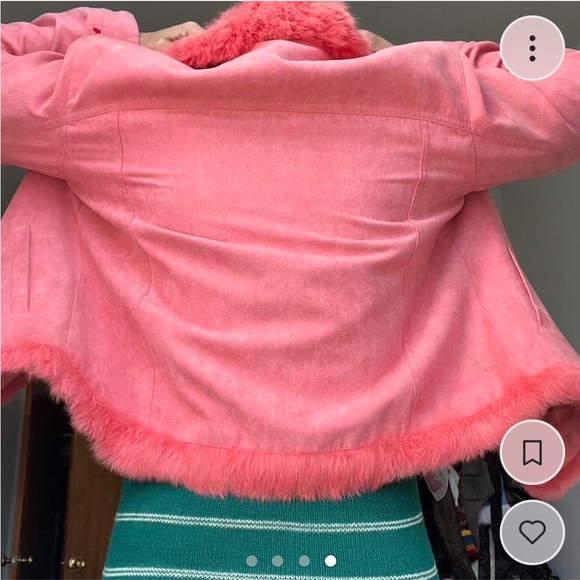 vintage 70s pink rabbit fur and suede jacket ✨ - Picture 6 of 6